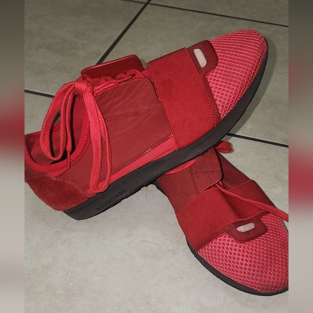 Balenciaga Red Slip-On‎ Athletic Sneakers, Size 41.